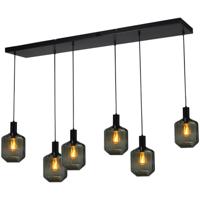 Masterlight 6-lichts hanglamp - zwart -Porto met Jagger green glazen - 2711-05-05-130-25610