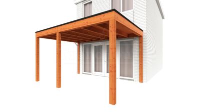 Trendhout Aanbouwveranda Modena 430x365 cm - model links- Plat dak- Hout- Trendhout