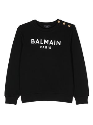 Balmain Kids sweat en coton à logo imprimé - Noir