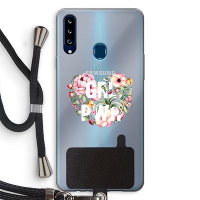 GRL PWR Flower: Samsung Galaxy A20s Transparant Hoesje met koord