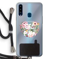 GRL PWR Flower: Samsung Galaxy A20s Transparant Hoesje met koord