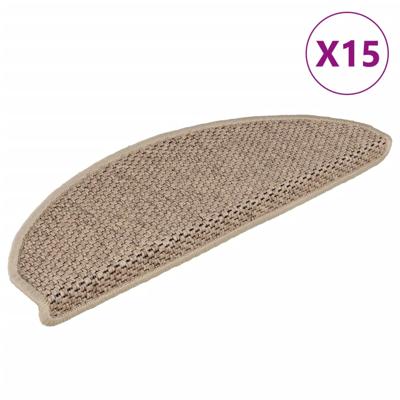VidaXL Trapmatten zelfklevend 15 st sisal-look 65x21x4 cm zandkleurig