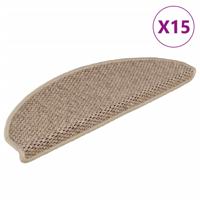 VidaXL Trapmatten zelfklevend 15 st sisal-look 65x21x4 cm zandkleurig