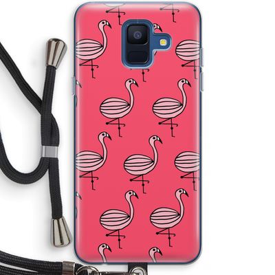 Flamingo: Samsung Galaxy A6 (2018) Transparant Hoesje met koord