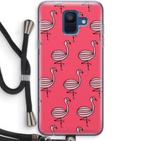 Flamingo: Samsung Galaxy A6 (2018) Transparant Hoesje met koord
