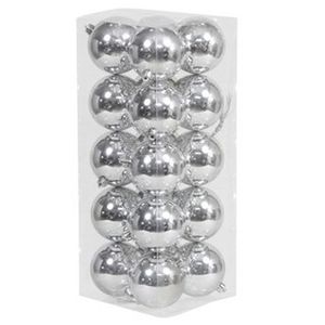 20x Kunststof kerstballen glanzend zilver 8 cm kerstboom versiering/decoratie   -