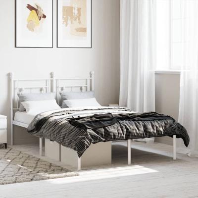 Bedframe met hoofdbord metaal wit 120x190 cm
