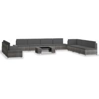 10-delige Loungeset poly rattan grijs
