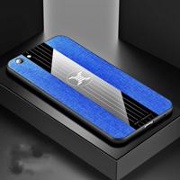 Voor OPPO A59 XINLI stiksels doek Textue schokbestendig TPU beschermhoes (blauw)