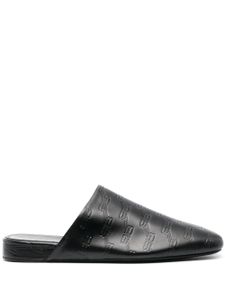 Balenciaga mules en cuir à logo embossé - Noir