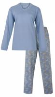 Medaillion katoenen dames pyjama lange mouw - Blue