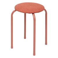 5Five Stapelbaar zit krukje Fierra - metaal/polyester - roze - D38 x H46 cm - stoelen