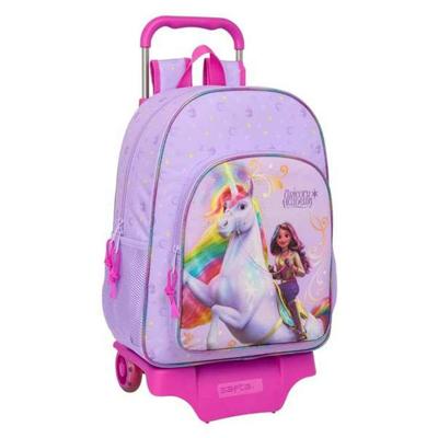 Schoolrugzak met Wielen Unicorn Academy Lila 33 x 42 x 14 cm