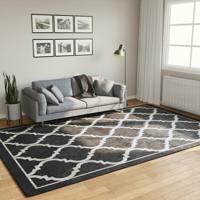Vloerkleed wasbaar anti-slip 190x300 cm zwart en wit - thumbnail