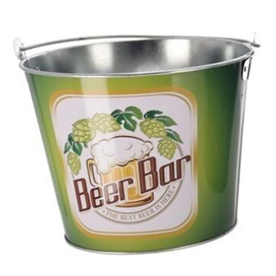 IJsemmer/bierkoeler met handvat - Retro look - 4.5L - metaal - groen - D22 x H17 cm