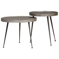 Salontafel 2 stuks zilverkleurig bewerkt hout