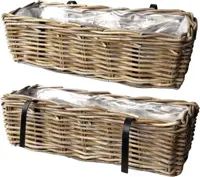 Rotan balkonbak antiek grijs 46cm