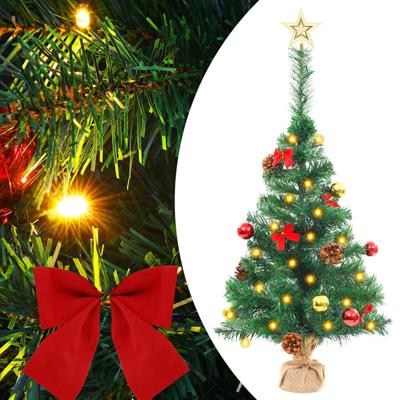 VidaXL Kunstkerstboom met verlichting en kerstballen 64 cm groen
