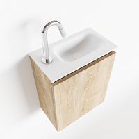 Toiletmeubel Mondiaz Ture | 40 cm | Meubelkleur Washed oak | Eden wastafel Talc Rechts | 1 kraangat