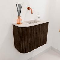 Toiletmeubel Mondiaz Joya Dlux | 51.6 cm | Meubelkleur Walnut | Faye wastafel Nata Wasbak Rechts | Zonder kraangat(en)