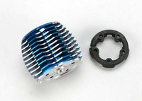 Cooling head, powertune (machined aluminum, blue-anodized) (trx 2.5 and 2.5r)/ head protector (plastic)