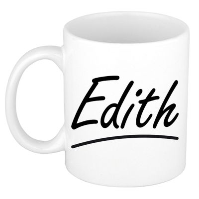 Naam cadeau mok / beker Edith met sierlijke letters 300 ml
