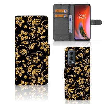 OnePlus Nord 2 5G Hoesje Gouden Bloemen OnePlus Nord 2 5G Hoesje Gouden Bloemen