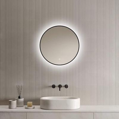 Loxa - Ronde Badkamerspiegel Ilona met Led 50cm - Zwarte omlijsting - Dimbaar - Condensvrij vlak- Duurzame kwaliteit - Eenvoudige installatie