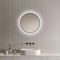 Loxa - Ronde Badkamerspiegel Ilona met Led 50cm - Zwarte omlijsting - Dimbaar - Condensvrij vlak- Duurzame kwaliteit - Eenvoudige installatie