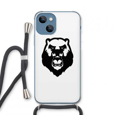 Angry Bear (white): iPhone 13 mini Transparant Hoesje met koord