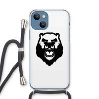 Angry Bear (white): iPhone 13 mini Transparant Hoesje met koord