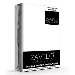 Zavelo Double Jersey Hoeslaken Wit-Lits-jumeaux (200x220 cm)