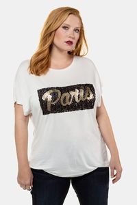 Ulla Popken T-shirt, oversized, pailletten, ronde hals - Grote Maten