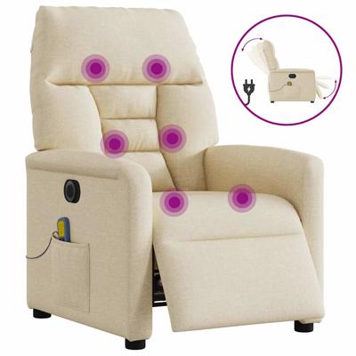 Massagestoel elektrisch verstelbaar stof crèmekleurig
