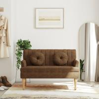 Bankje met kussens 113x64,5x75,5 cm kunstsudeleer bruin