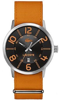 Lacoste horlogeband 2010511 / LC-44-1-14-2213 Nylon / perlon Oranje 24mm + oranje stiksel