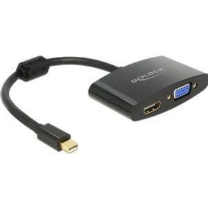 DeLOCK 65553 video kabel adapter 0,18 m mini Displayport HDMI-A, VGA Zwart