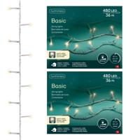Kerstverlichting - 2x - 480 led lampjes -warm wit -3600 cm - transparant snoer -timer en dimmer Kerstverlichting - 2x - 480 led lampjes -warm wit -3600 cm - transparant snoer -timer en dimmer