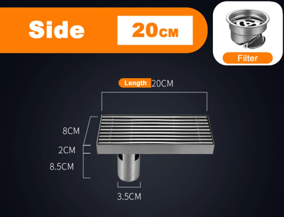 ProDrain Vierkante RVS Douchegoot - 20-50cm Anti-geur Vloerput met Deodorisatie