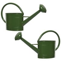 Set van 2x stuks donkergroene zinken tuinbewatering/kamerplanten gieters 5 liter