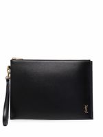 Saint Laurent pochette en cuir à motif monogrammé - Noir