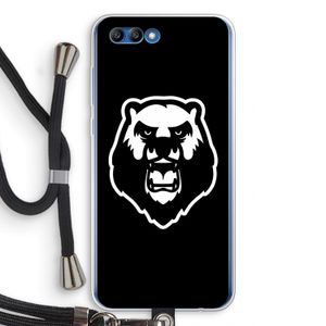 Angry Bear (black): Honor 10 Transparant Hoesje met koord