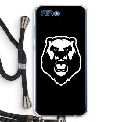 Angry Bear (black): Honor 10 Transparant Hoesje met koord