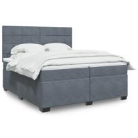 Boxspring met matras fluweel donkergrijs 200x200 cm
