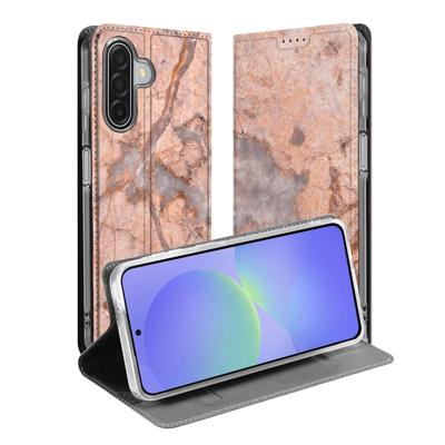 Telefoonhoesje met pashouder Samsung Galaxy A17 Marmer Oranje