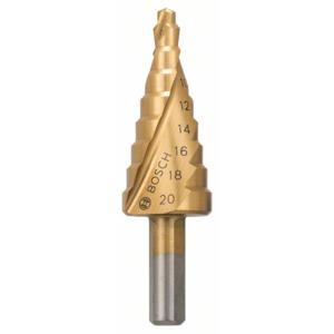 Bosch Accessories 2608597526 HSS Getrapte boor 4 - 20 mm TiN Gezamenlijke lengte 70.5 mm 3 vlakken schacht 1 stuk(s)