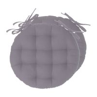Atmosphera Stoelkussens rond - 2x - grijs - katoen - 38 x 6.5 cm - wicker zitkussen - tuinstoelkussens - thumbnail