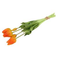 Countryfield Kunst tulpen boeket Greigii - 5x stuks - oranje - real touch - kunst zijdebloemen -