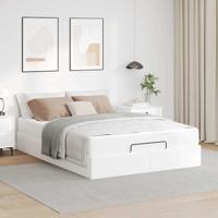 Bedframe met matras met matras Zuiverwit 140 x 190 cm Kunstleer