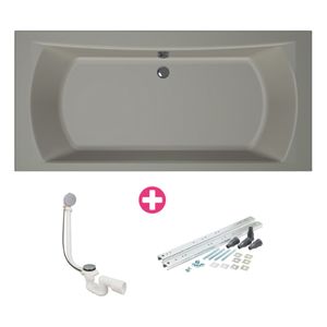 Ligbad Xenz Robijn | Inbouw | 180x80 cm | Incl.Badafvoer | Met overloop | Acryl | Cement mat